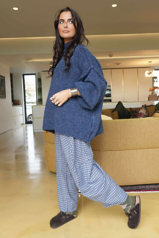 Big Softie Funnel Grunge Knit Denim